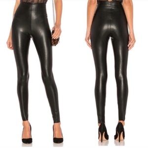 Commando‎ Faux Vegan Leather High Waisted Skinny Leggings Solid Black